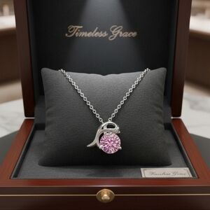 Moissanite 1 CT Sakura Pink Dolphin Necklace